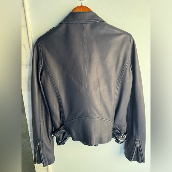 IRO Navy Han Leather Jacket size 42 - Picture 11 of 12